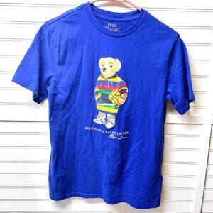 Polo Ralph Lauren Classic Fit Basketball Bear Jersey T-Shirt Big Kids L (14-16)
